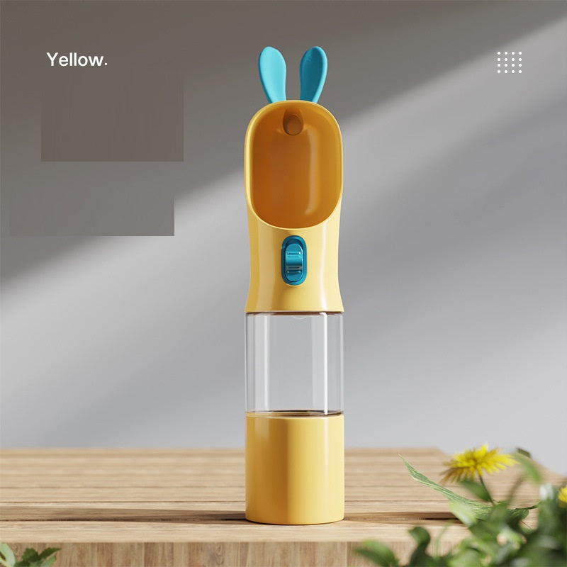 Portable pet water cup color options green, grey, white and yellow