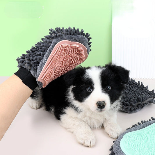 Petnki 2-in-1 Pet Grooming and Bathing Glove in green