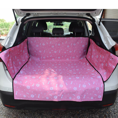 Waterproof dog car cover color options black, blue and pink