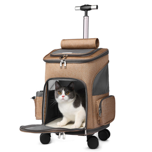 Petnki Rolling Pet Travel Carrier backpack with trolley wheels