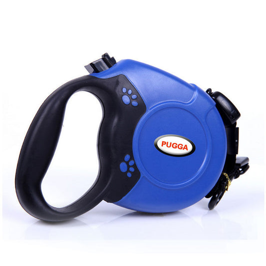 Retractable dog leash extending for a large dog on a walk