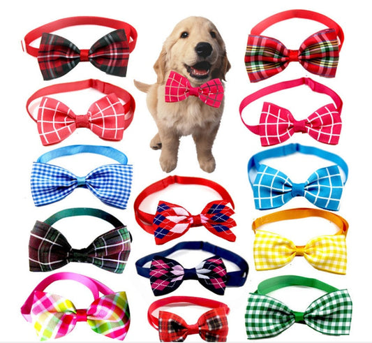 Petnki Plaid Pet Bow Tie collar accessory for dogs and cats