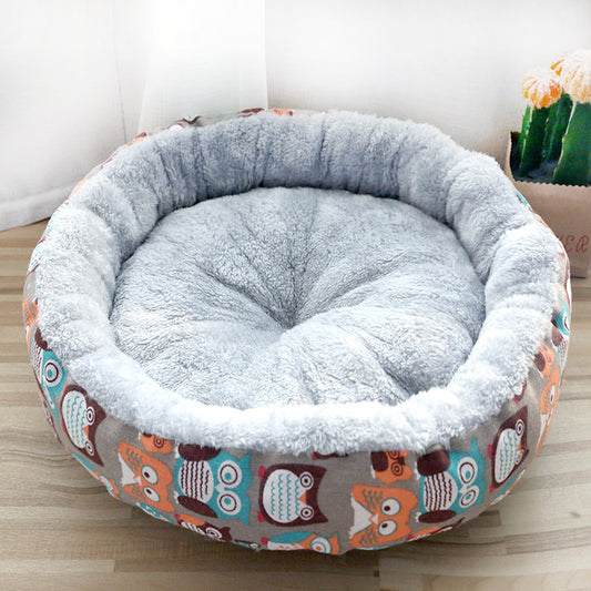 Petnki Round Padded Pet Bed for dogs and cats in beige