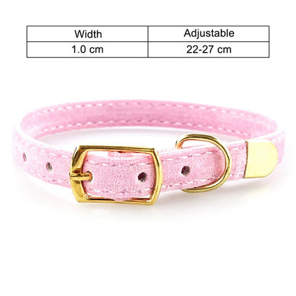 Soft flocked cat collar color options black, blue, pink and red
