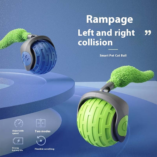 Cat chasing a self-rolling USB-rechargeable smart ball toy