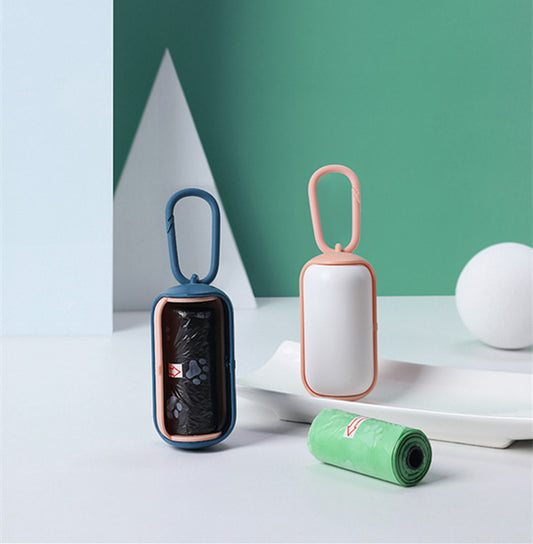Petnki Portable Dog Poop Bag Holder dispenser clipped to a leash