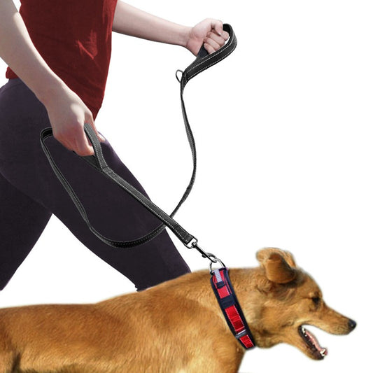Petnki Double-Handle Reflective Dog Leash in black