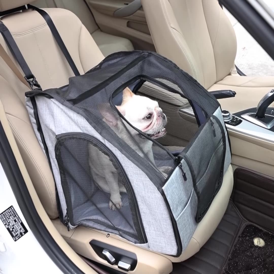 Petnki Portable Car Dog Bed and travel nest in grey
