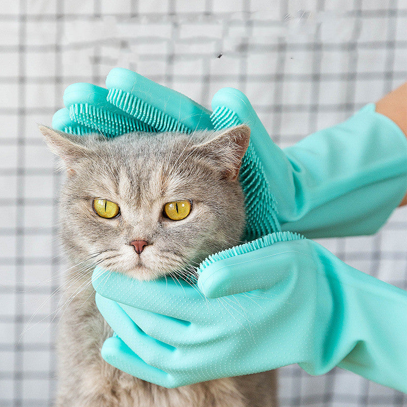 Petnki Silicone Pet Grooming Glove for cats and dogs