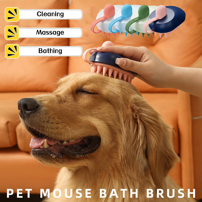 Petnki Silicone Pet Bath and Massage Brush in dark blue