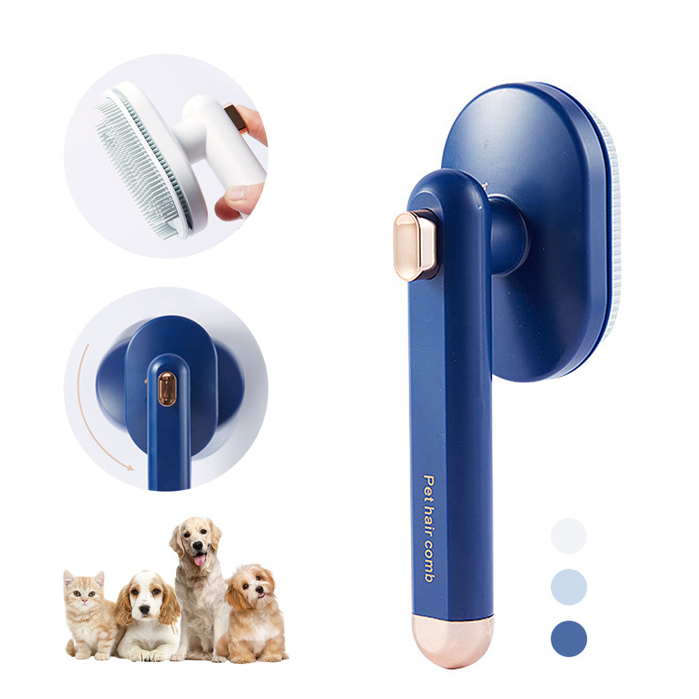 Petnki Self-Cleaning Pet Deshedding Comb in dark blue