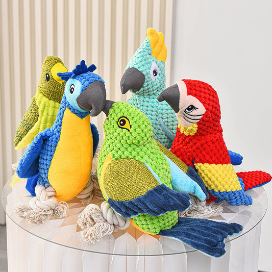 Petnki Chirping Plush Bird Toy for dogs and cats in blue