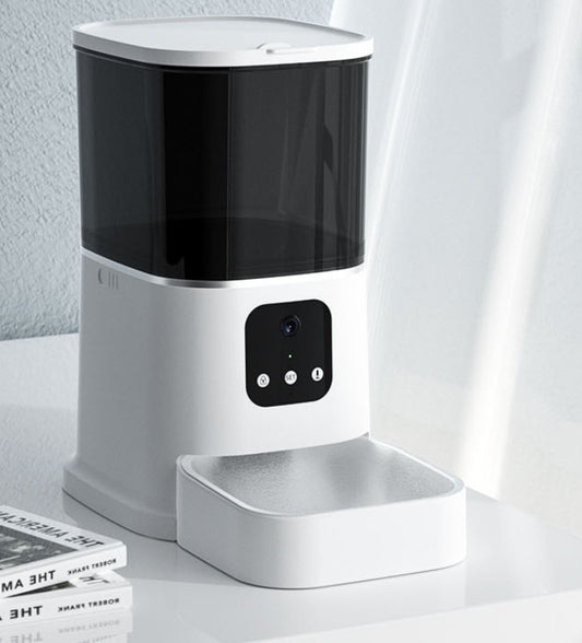 Automatic pet feeder camera streaming live to a phone app