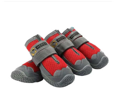 Non-slip dog boots with reflective accents for night walks