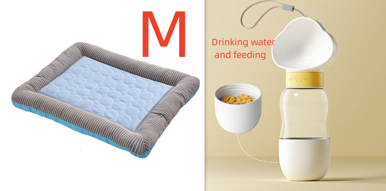 Cat sleeping on a breathable ice-silk cooling pad in summer