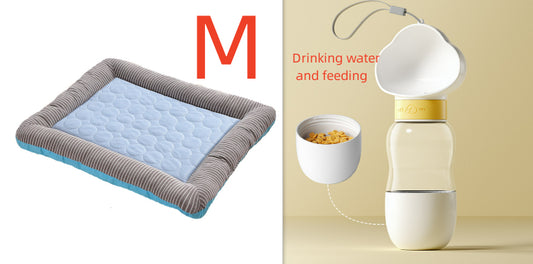 Cat sleeping on a breathable ice-silk cooling pad in summer